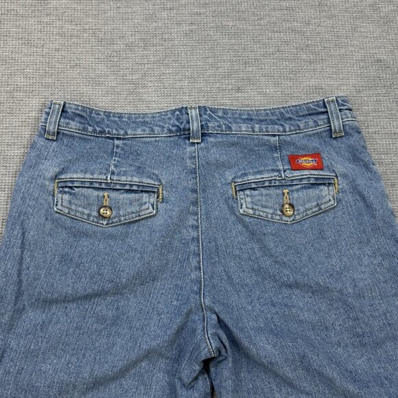 Dickies Womens Blue Denim Bermuda Shorts Mid Rise Flat Front Cotton Blend Size 6 - Picture 4 of 13